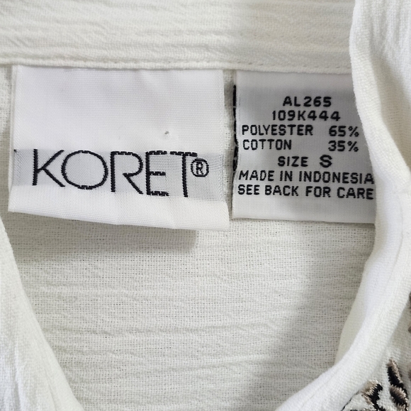 Koret Bone Ivory White Embellished Collar Pockets Button Short SL Shirt Sz 8 NWT - Picture 5 of 7